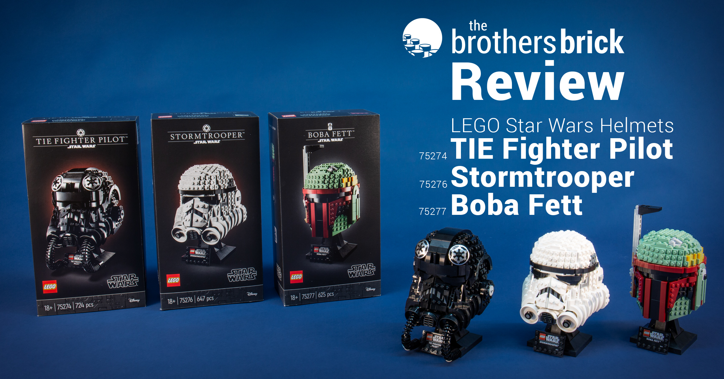 LEGO Star Wars helmets: 75274 TIE Pilot, 75276 Stormtrooper
