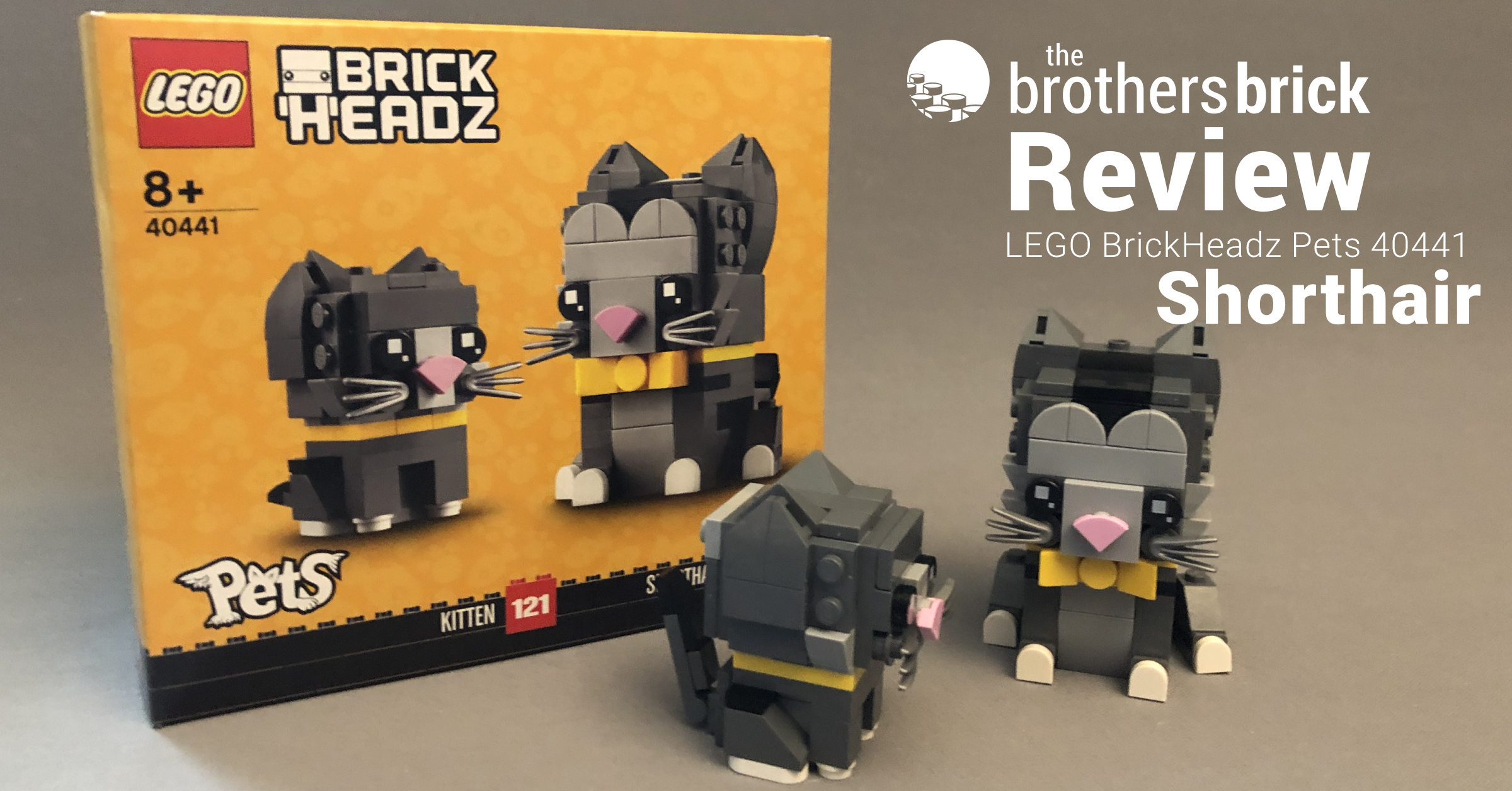 LEGO BrickHeadz 40441 Pets Shorthair cat and Kitten [Review] - The