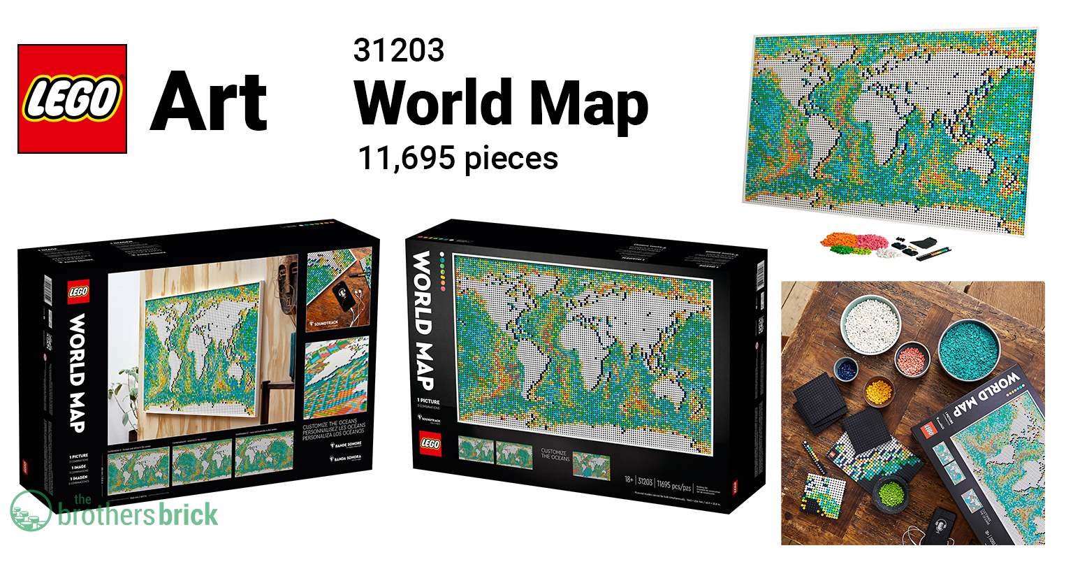 LEGO Art reveals 31203 World Map mosaic as biggest LEGO set of all