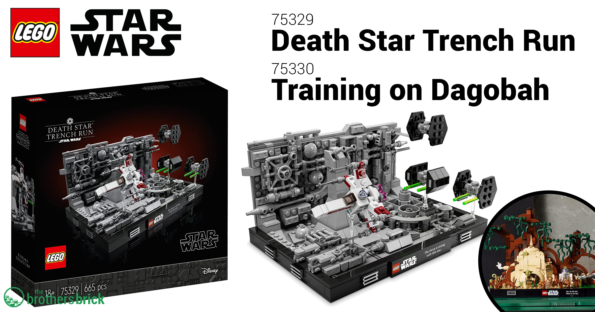 LEGO Star Wars 75329 Death Star Trench Run and 75330 Dagobah Jedi