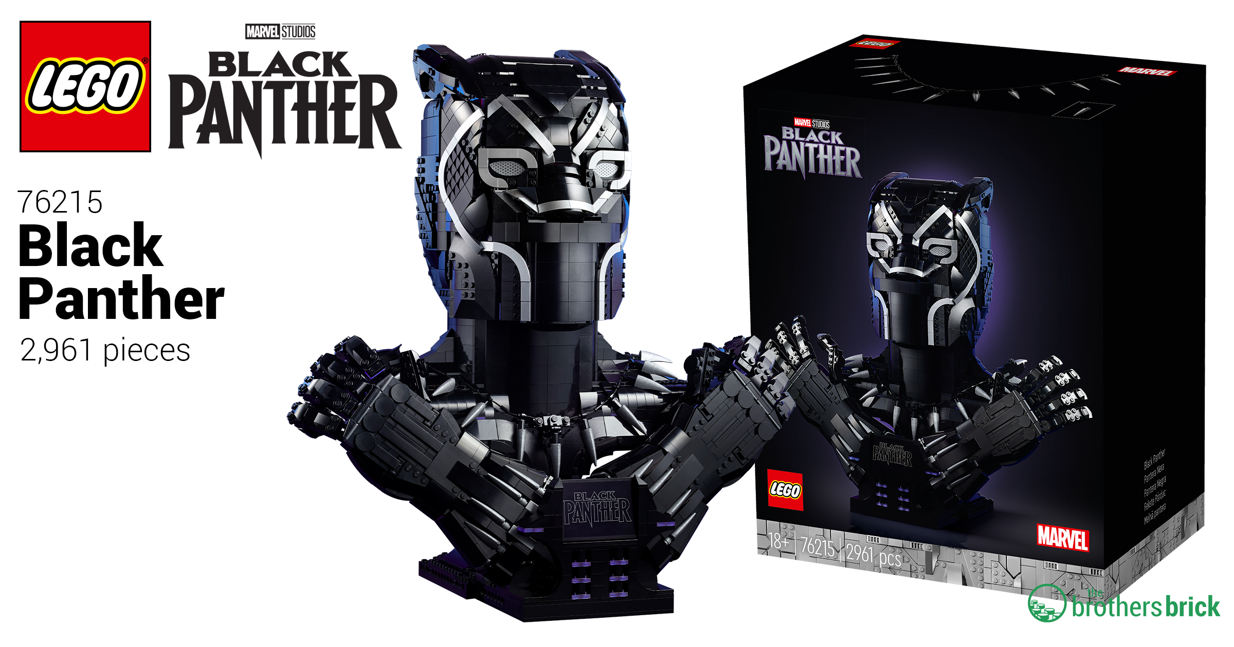LEGO reveals 76215 Black Panther as massive 3,000-piece bust of