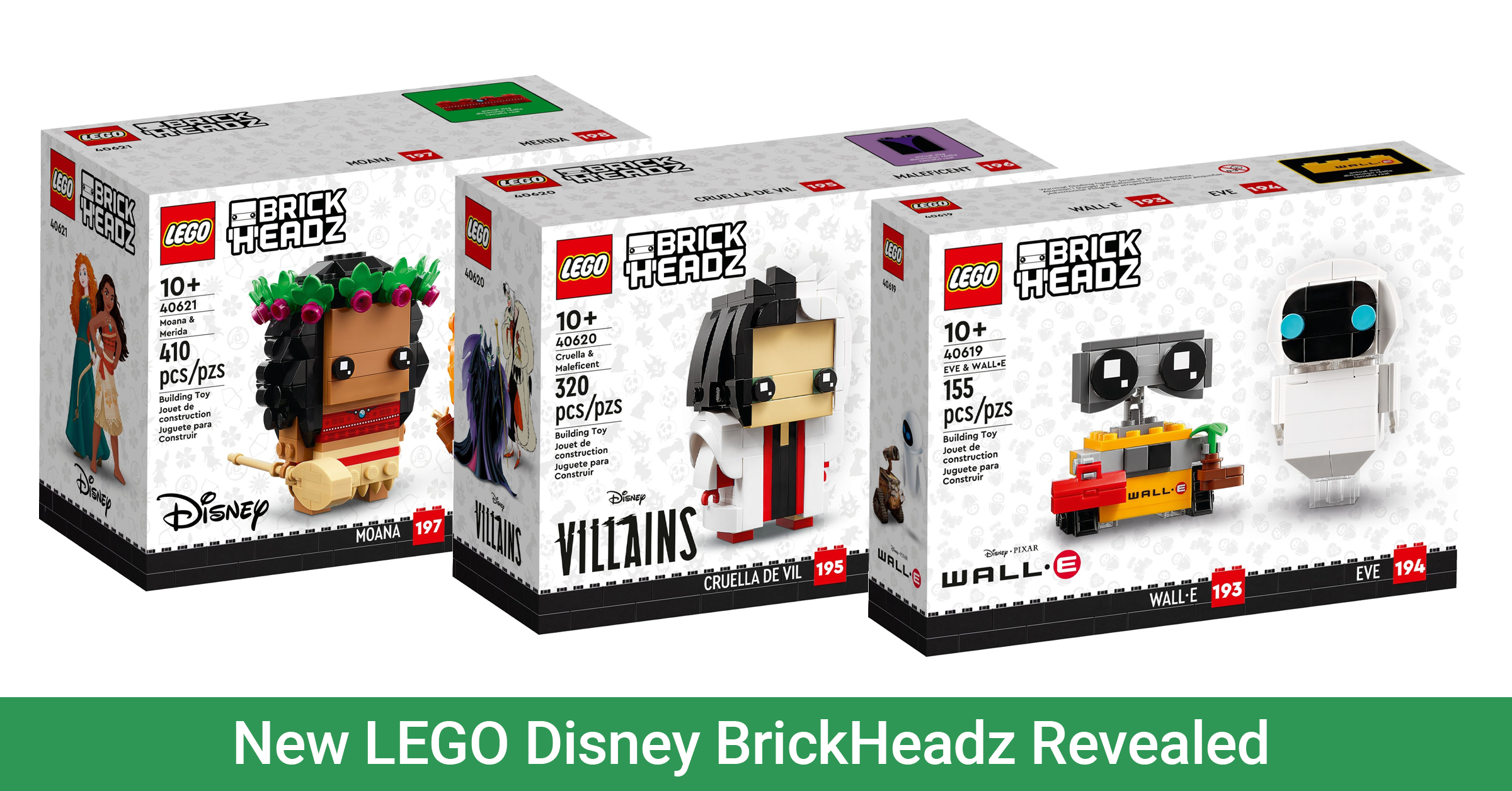 New LEGO Disney BrickHeadz sets revealed including EVE and WALL•E