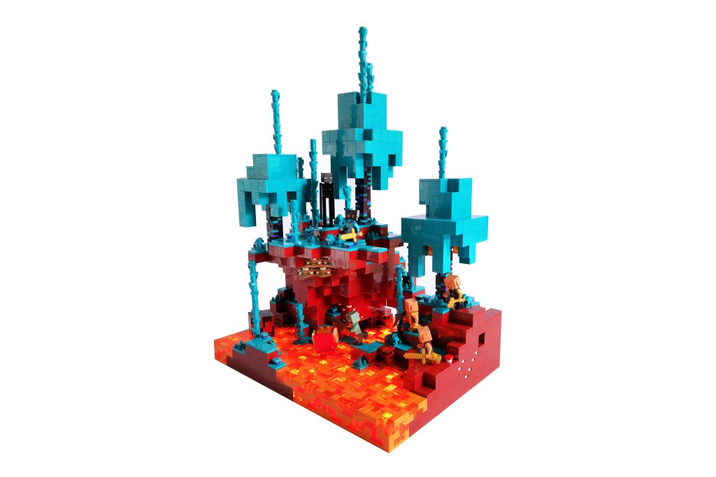 Take a Minecraft Warped Forest tour in LEGO for alternative rocks