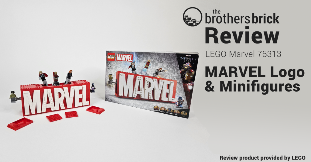 One’s Story Flick Works LEGO Marvel 76313 MARVEL Logo & Minifigures - A LEGO logo of a