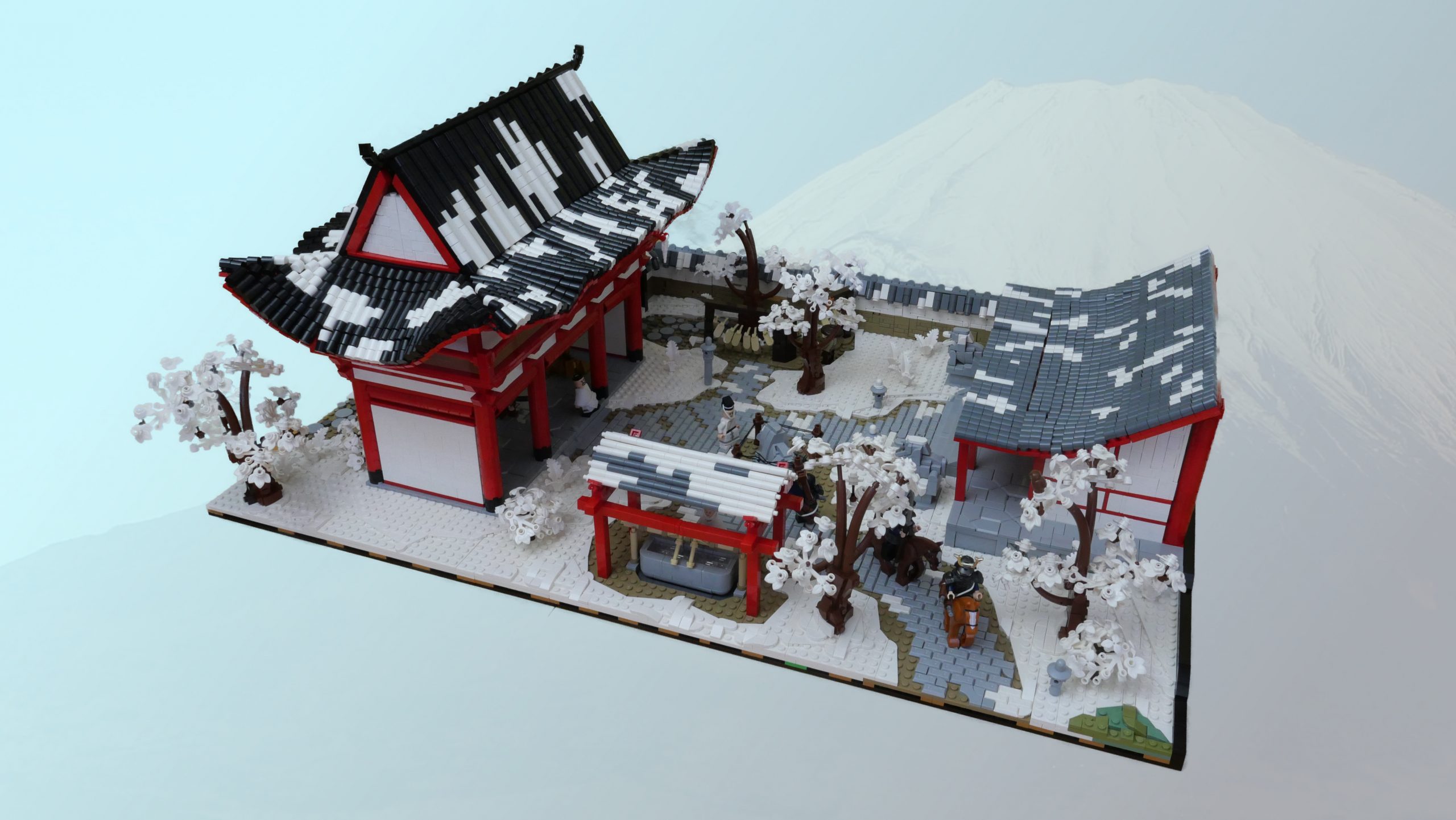 LEGO Shinto shrine offers solace in the snow - The Brothers Brick