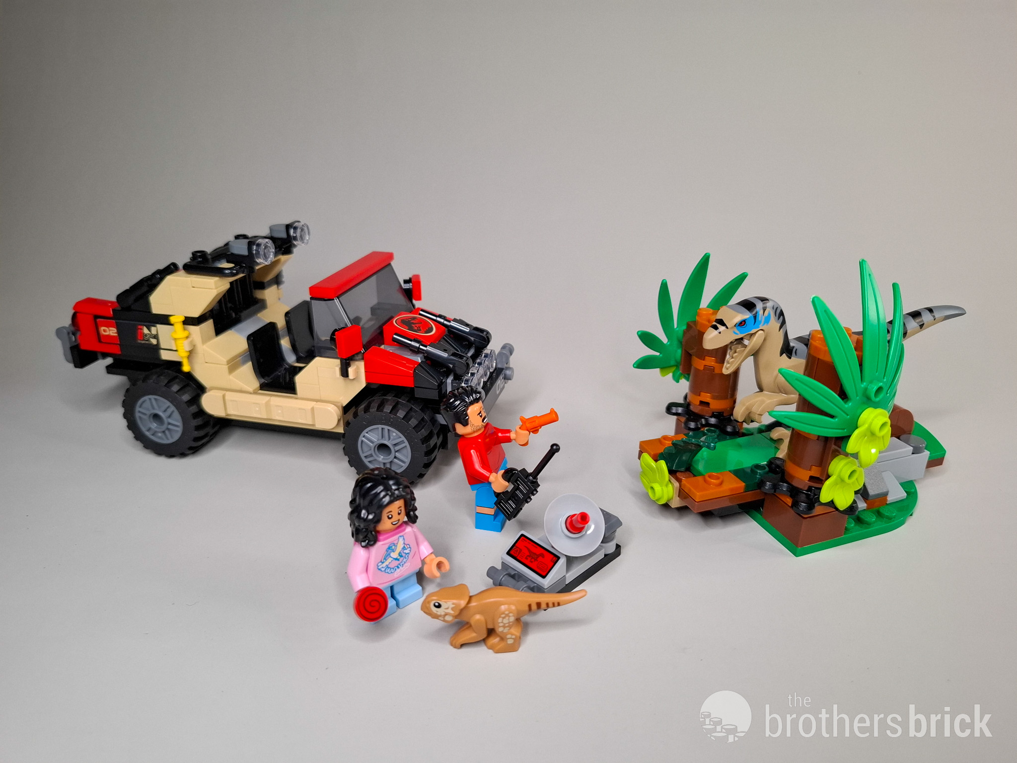 LEGO Jurassic World 76972 Raptor Off-Road Escape and 76975 T. rex