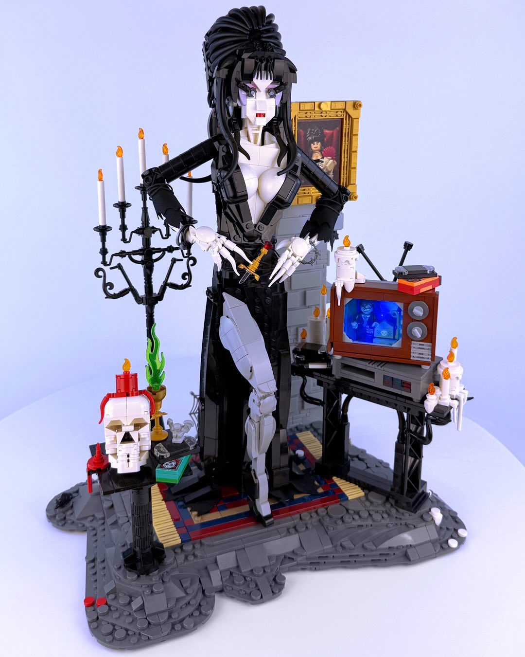 Brick or Treat: an Elvira and Frankenstein LEGO creature double